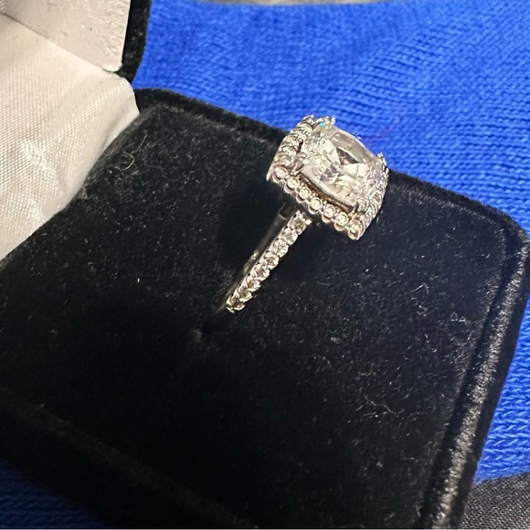 Diamonique Asscher cut halo ring - Picture 3 of 5